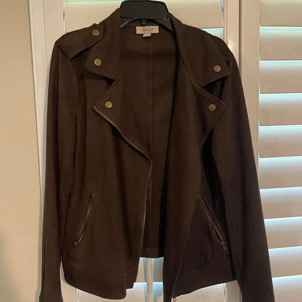 Free-people style women's brown suede feeling jacket